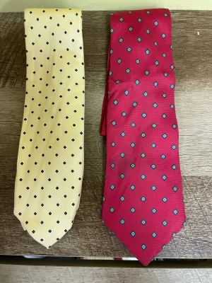 € Mens Pair Set/2 FERRELL REED NOWELLS & VINCENT PILEGGI Silk Italy Ties 3-3.5” Wide