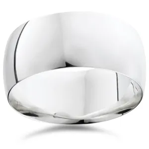 10mm High Polished Wedding Band 14K White Gold Size Selectable