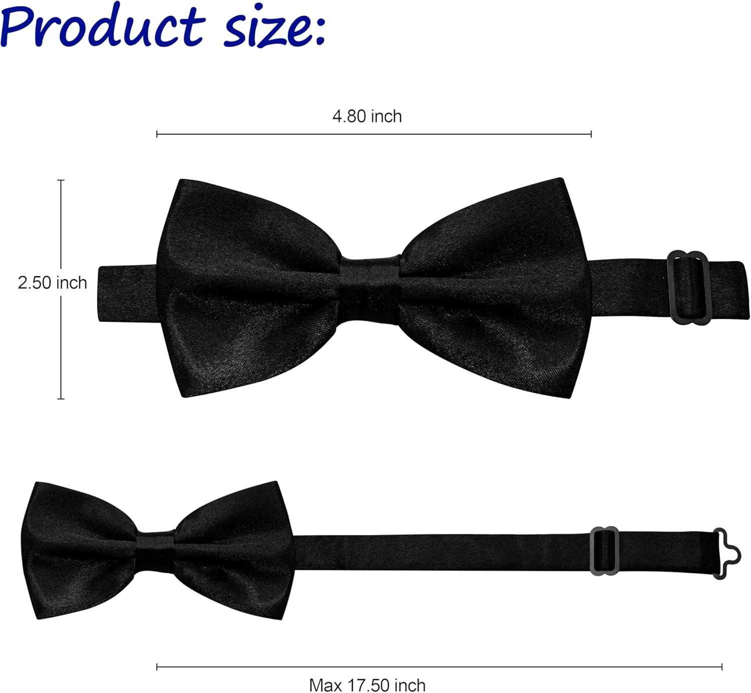 2Pcs Bow Ties for Men, Pre-Tied Adjustable Tuxedo Bowtie for Formal & Casual Wear