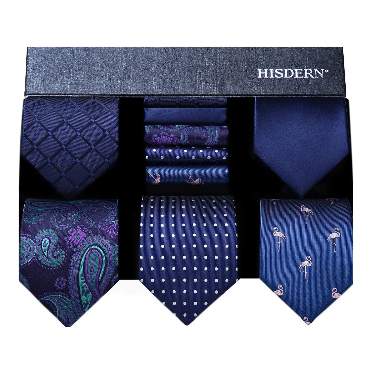 5PCS Tie & Pocket Square Set - 01-T5-S3