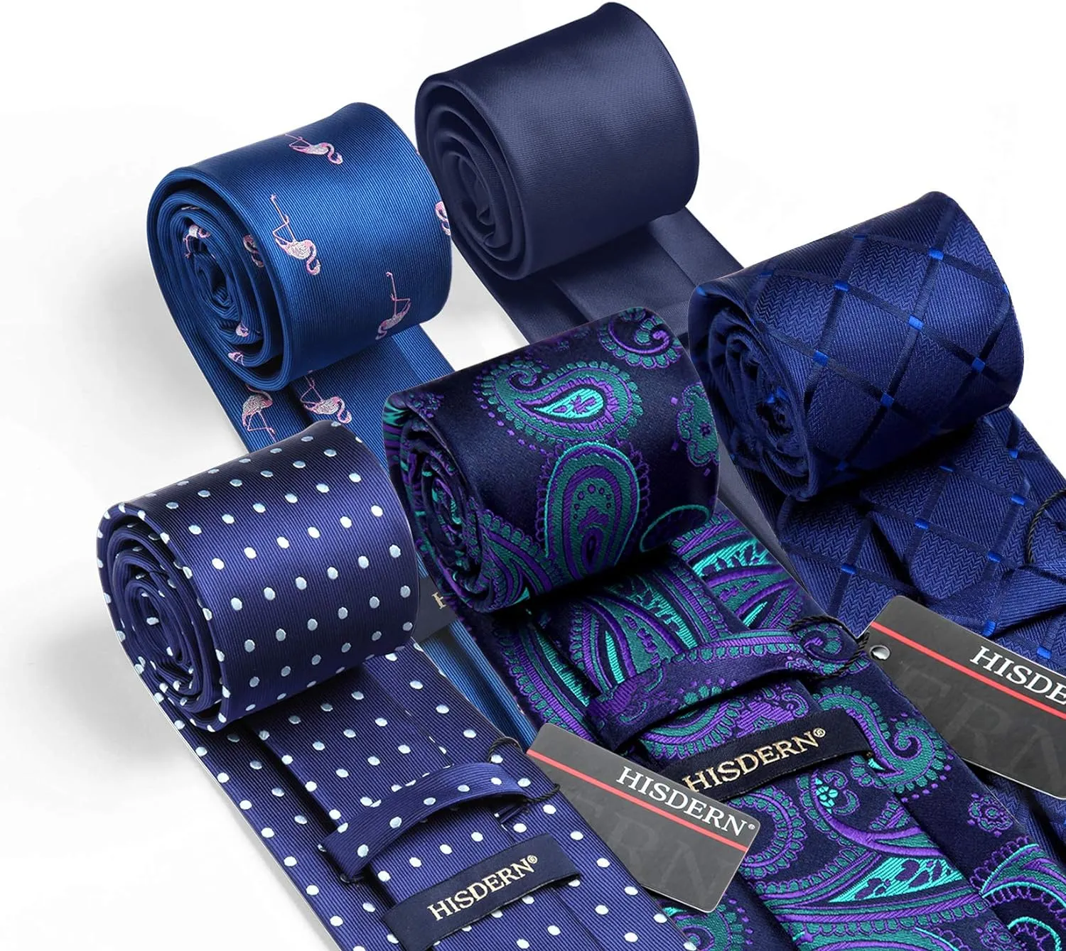 5PCS Tie & Pocket Square Set - 01-T5-S3