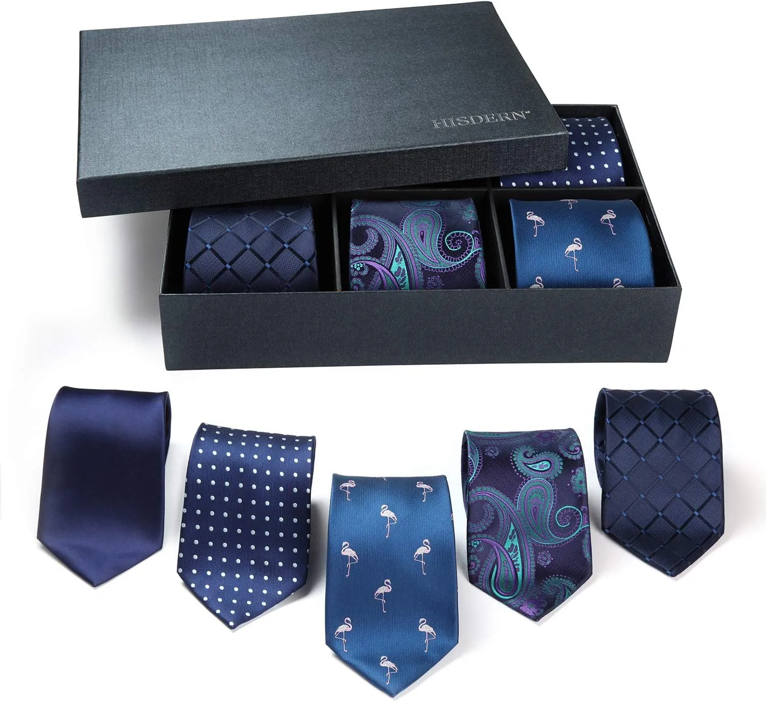 5PCS Tie & Pocket Square Set - 01-T5-S3