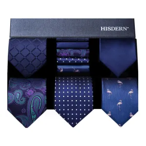 5PCS Tie & Pocket Square Set - 01-T5-S3