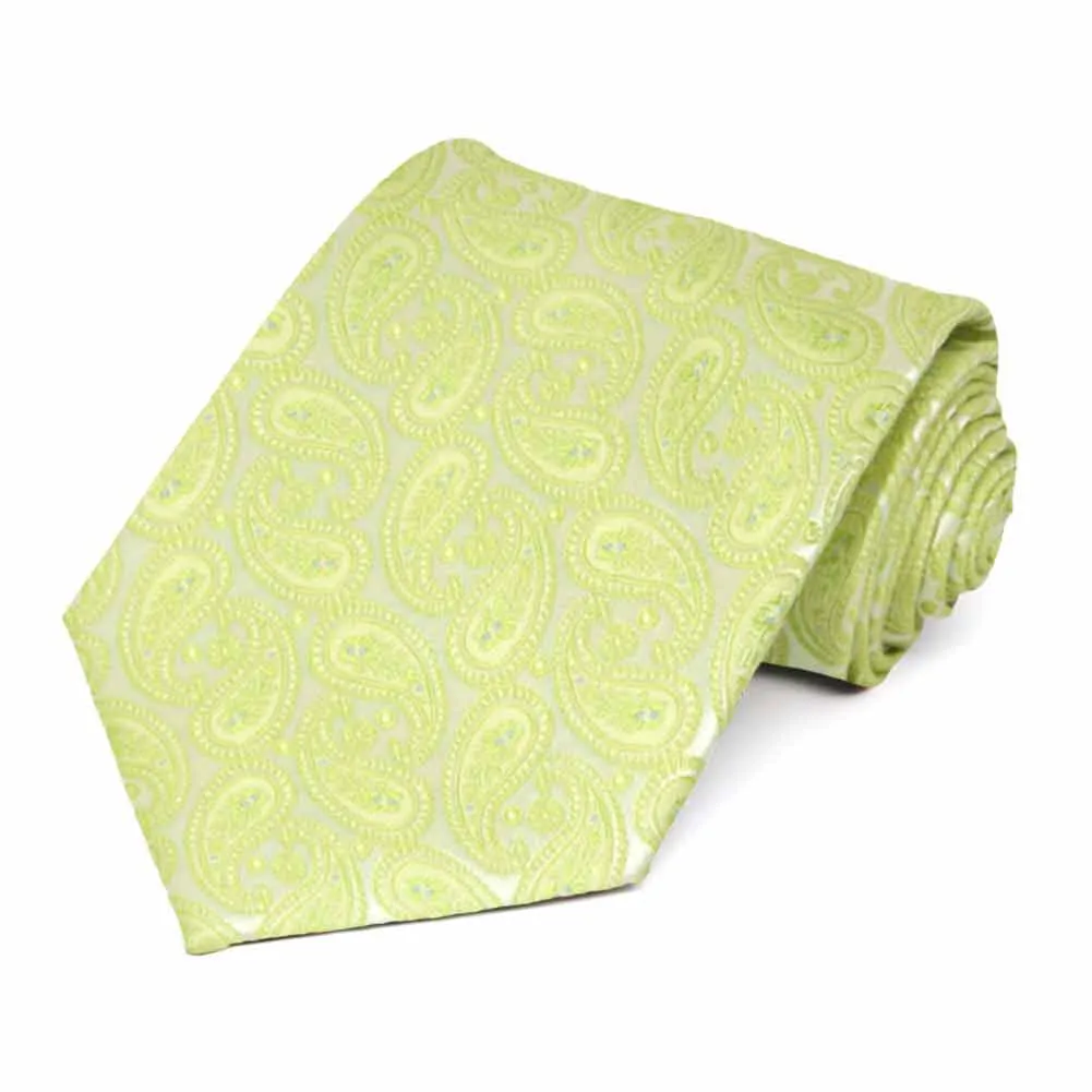 Apple Green Darlene Paisley Extra Long Necktie