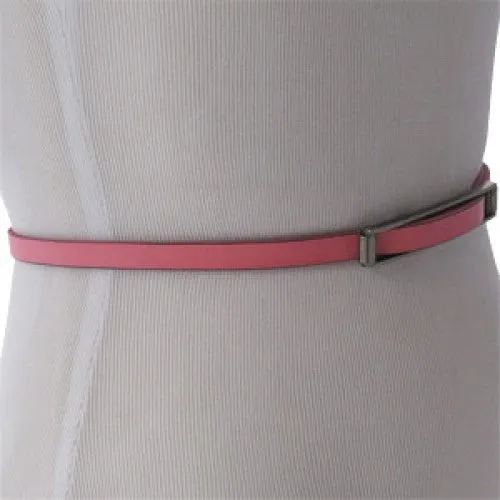 BALI Belts- Pink Matte Genuine Leather Skinny Belt with No-Hole Tension Buckle