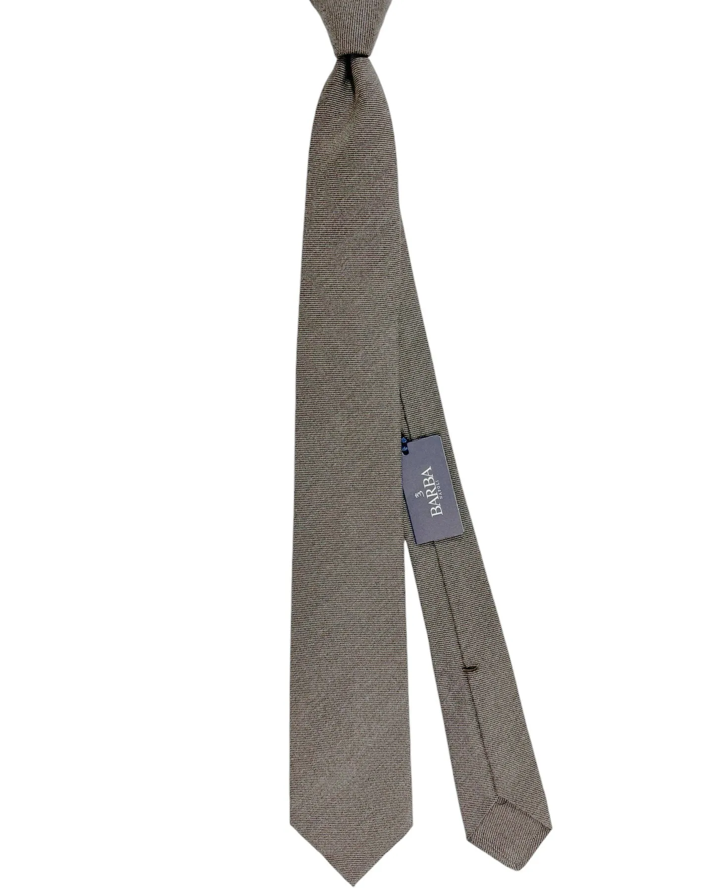 Barba Sevenfold Tie Gray Grosgrain Design - Sartorial Neckwear