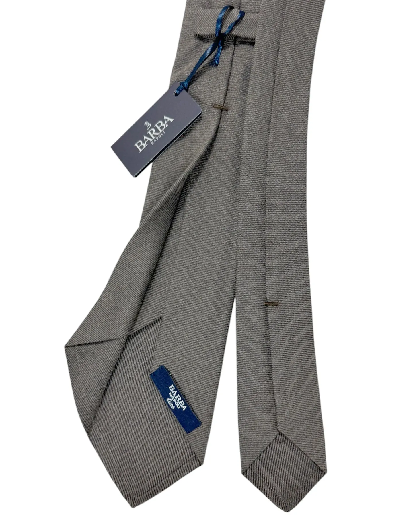 Barba Sevenfold Tie Gray Grosgrain Design - Sartorial Neckwear