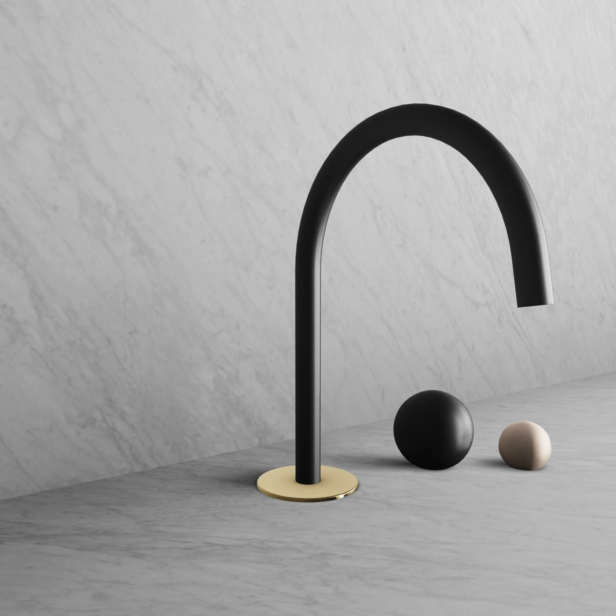 BARiL B35-8100-00L-KJ-050 Wall-Mounted Lavatory Faucet Spout With Deck Mounted Handles