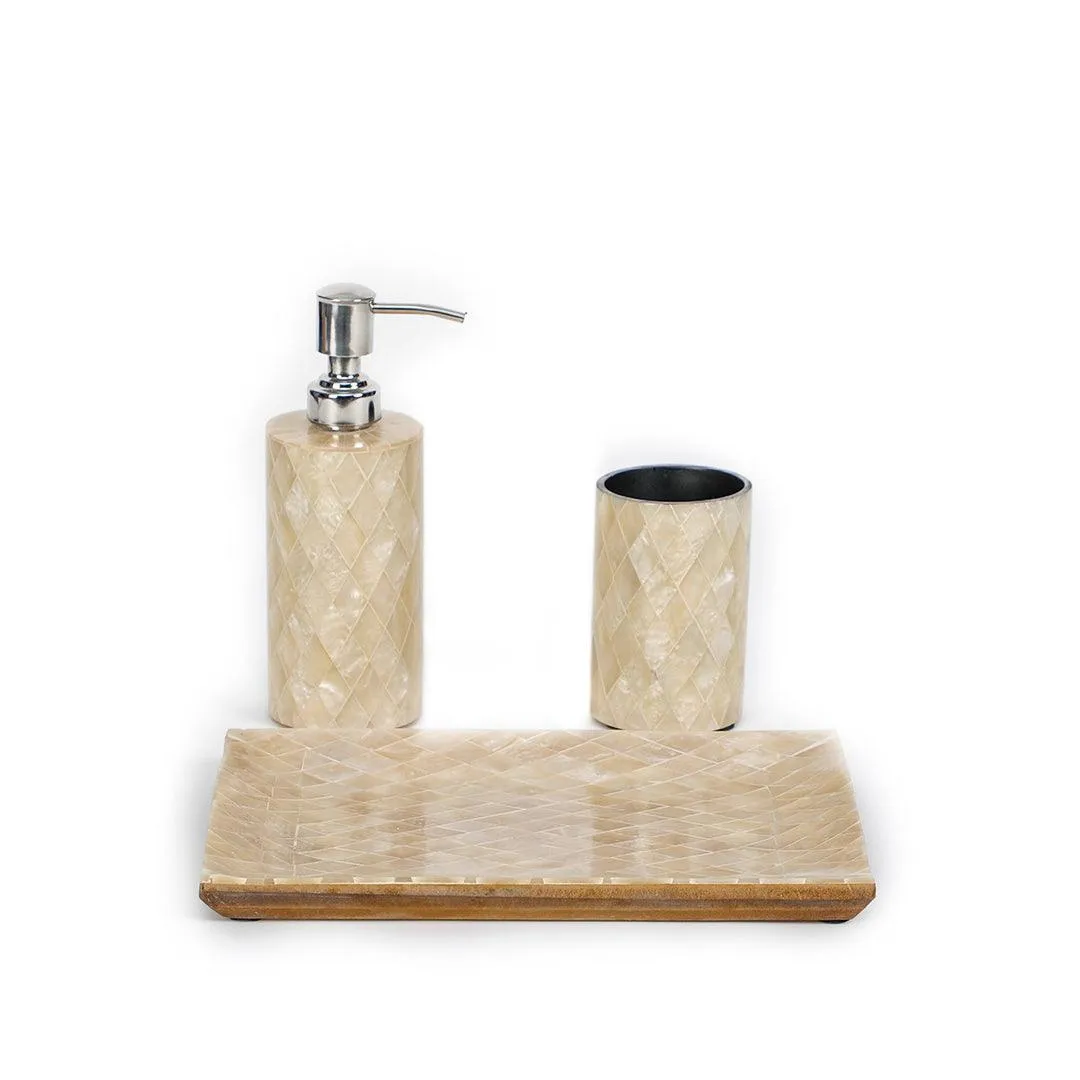 Bath Room Accessories Set of 3 Cream Color