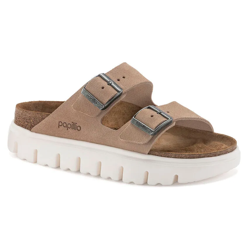 Birkenstock Arizona Chunky Suede Leather in Faded Lime & Warm Sand