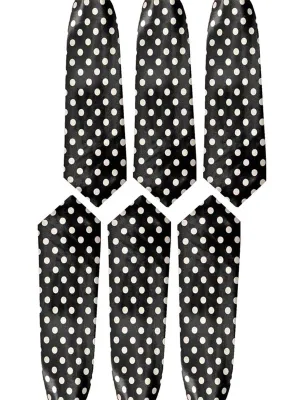 Black & White Polka Dot 6 Pack Lot Men's Classic Satin Neckties