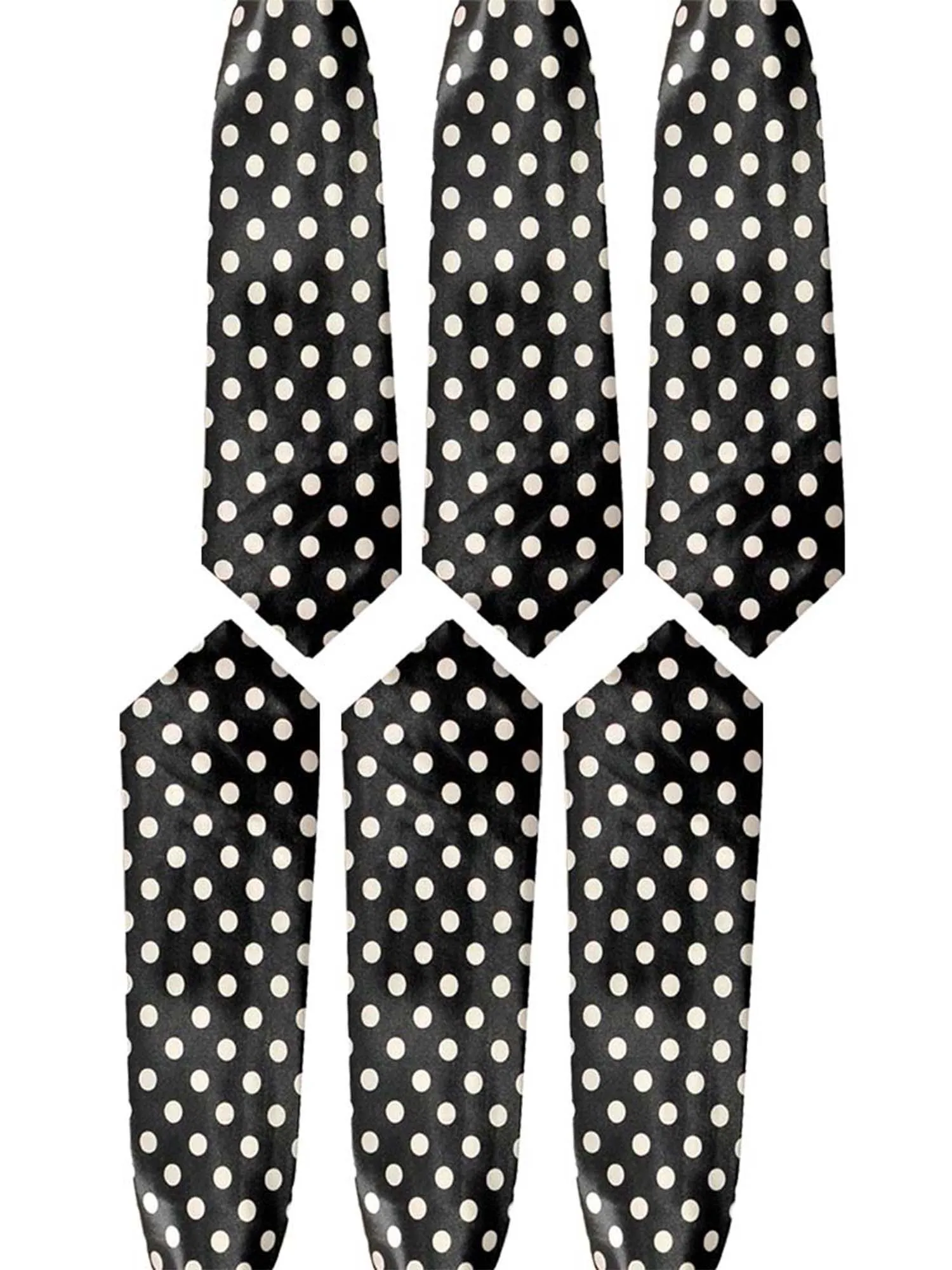 Black & White Polka Dot 6 Pack Lot Men's Classic Satin Neckties