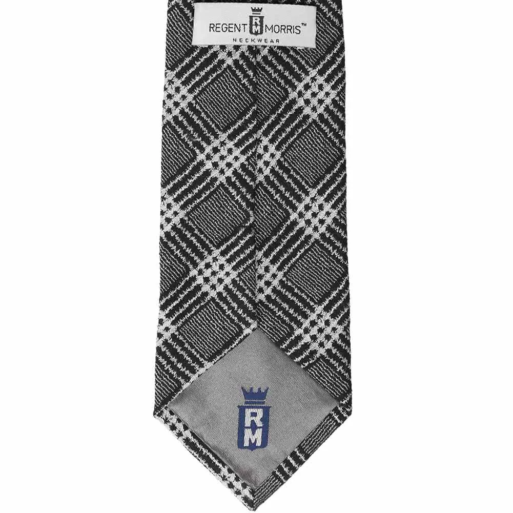 Black and Gray Admin Plaid Wool/Silk Extra Long Necktie