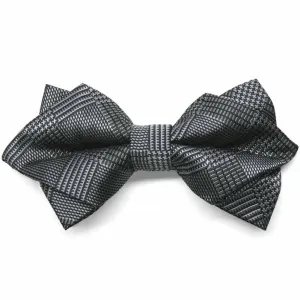 Black Michael Glen Plaid Diamond Tip Bow Tie