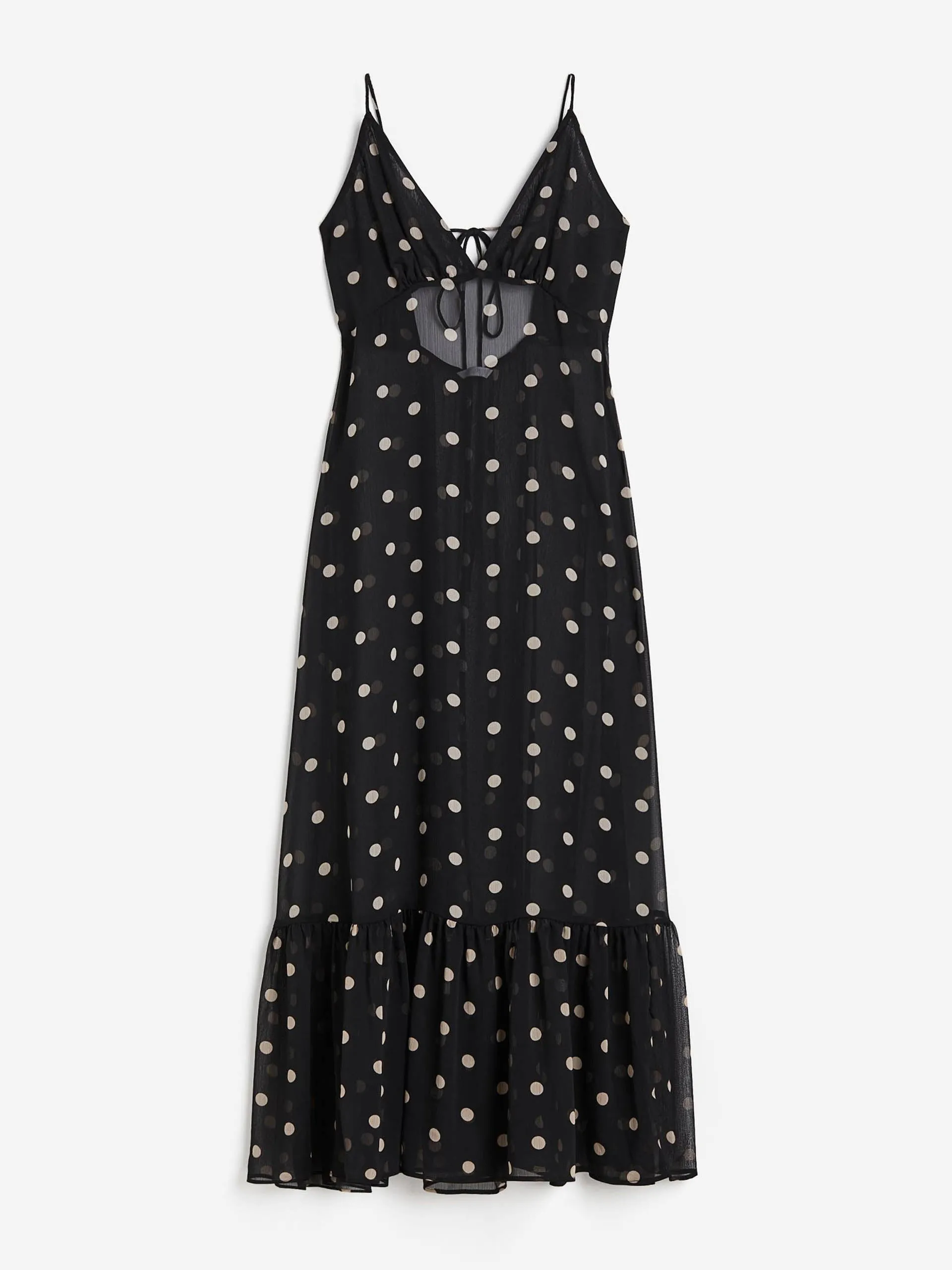 Black polka dot sheer chiffon dress