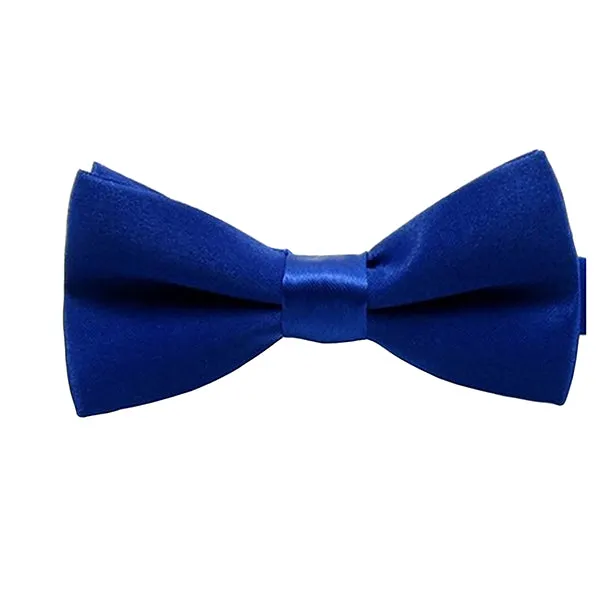 Boys Solid Blue Pre-Tied Bow Ties, 1 to 10 years
