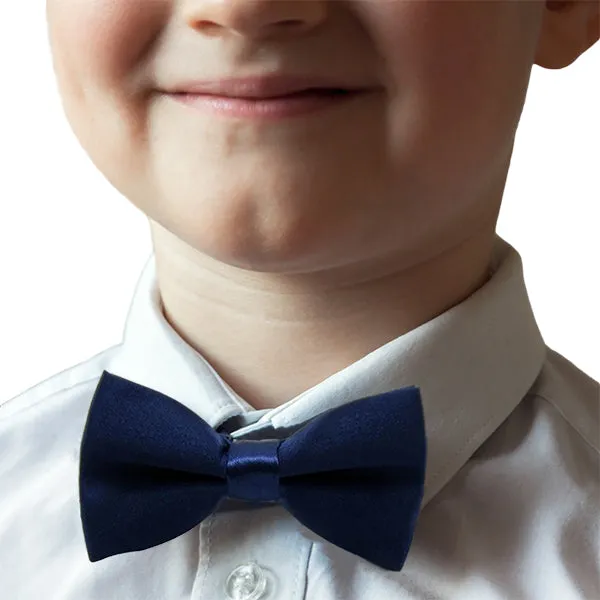Boys Solid Blue Pre-Tied Bow Ties, 1 to 10 years