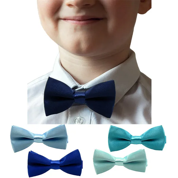 Boys Solid Blue Pre-Tied Bow Ties, 1 to 10 years