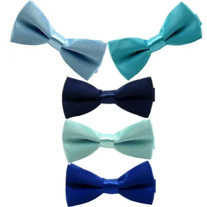 Boys Solid Blue Pre-Tied Bow Ties, 1 to 10 years