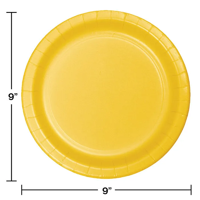 Bulk School Bus Yellow Sturdy Style 8.75 inch Paper Dinner Plates (240 per Case)