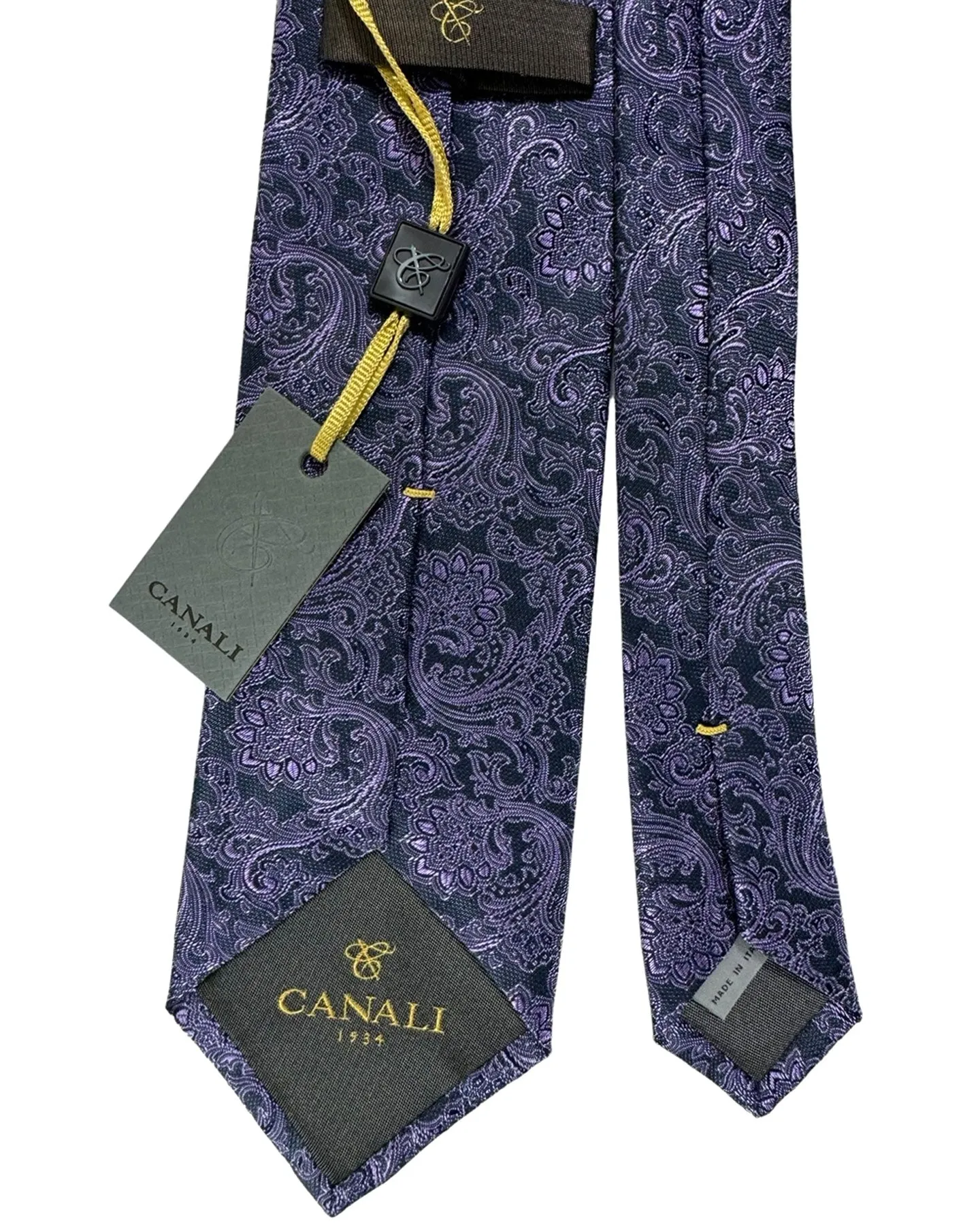 Canali Tie Dark Gray Lilac Ornamental - Jacquard Silk