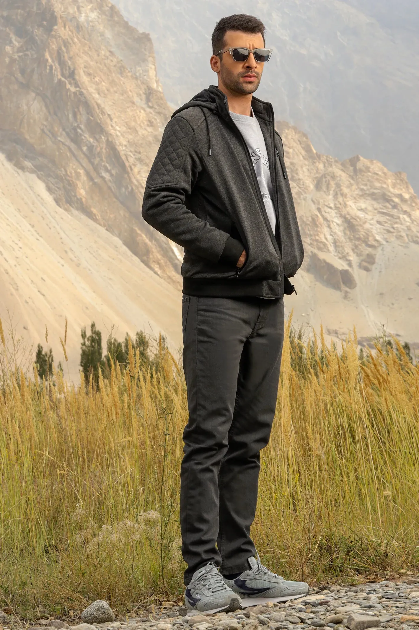 Casual Grey Hoodie for Men's