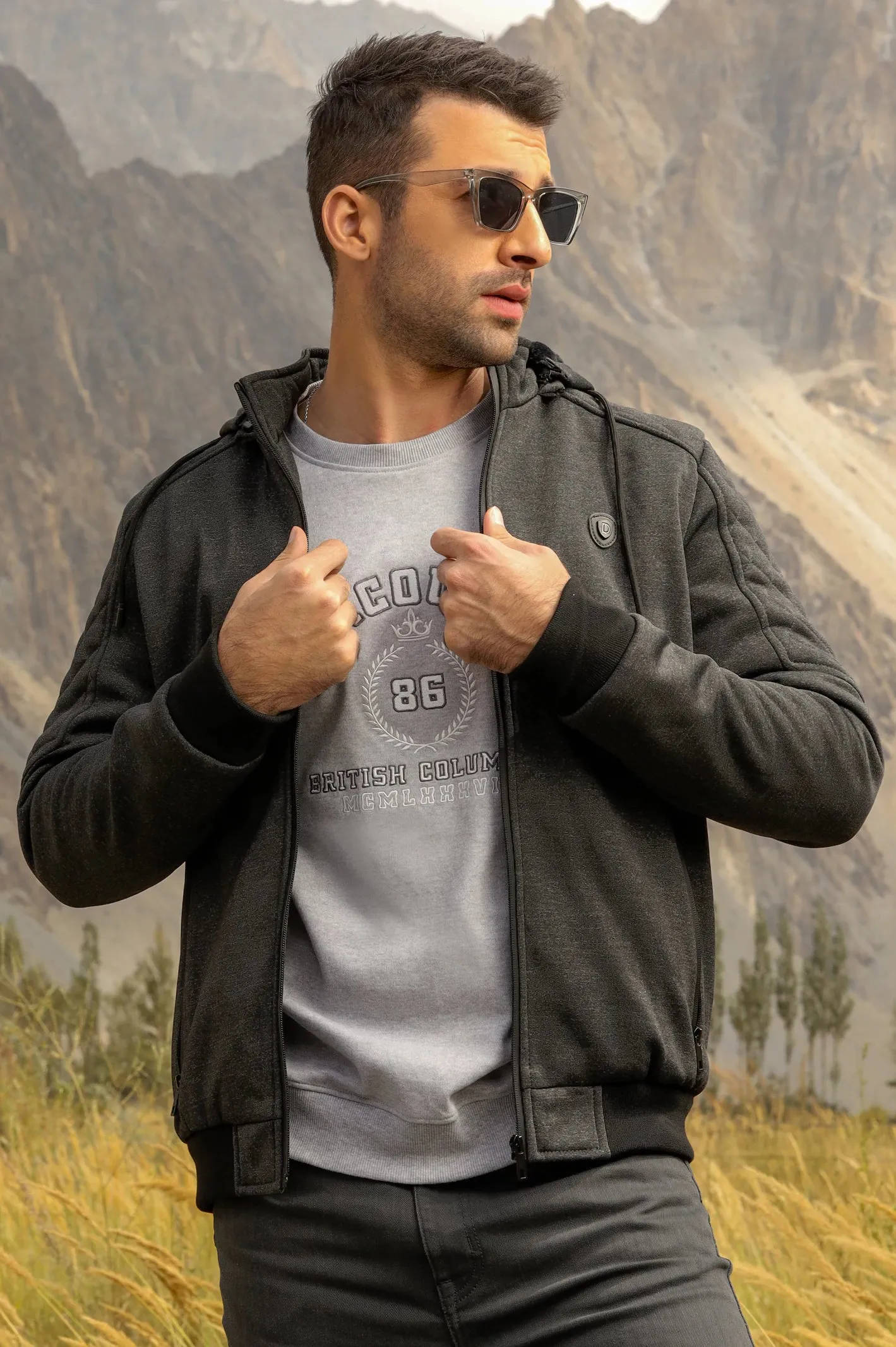 Casual Grey Hoodie for Men's