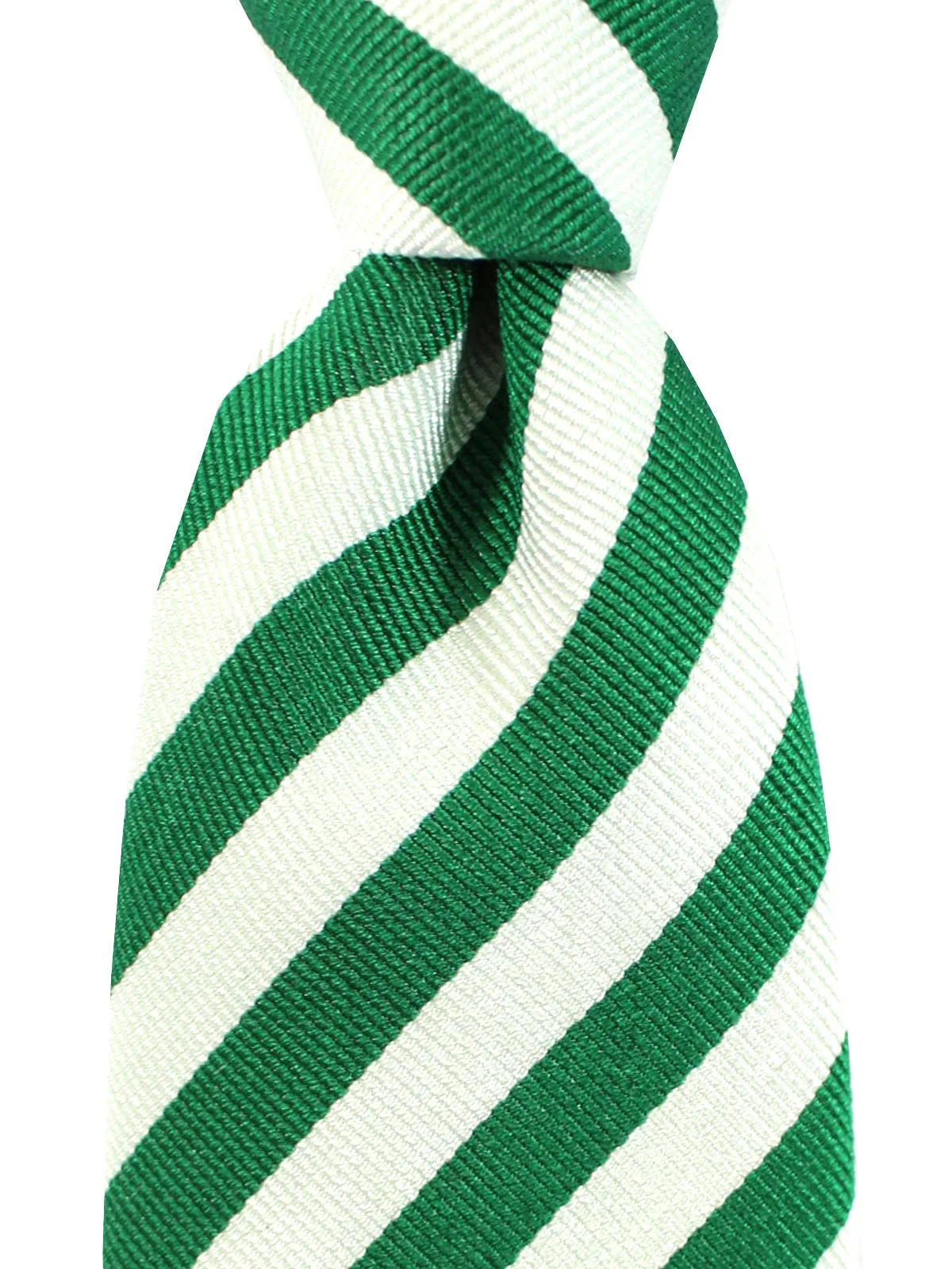 Cesare Attolini Unlined Silk Tie Light Gray Green Stripes FINAL SALE