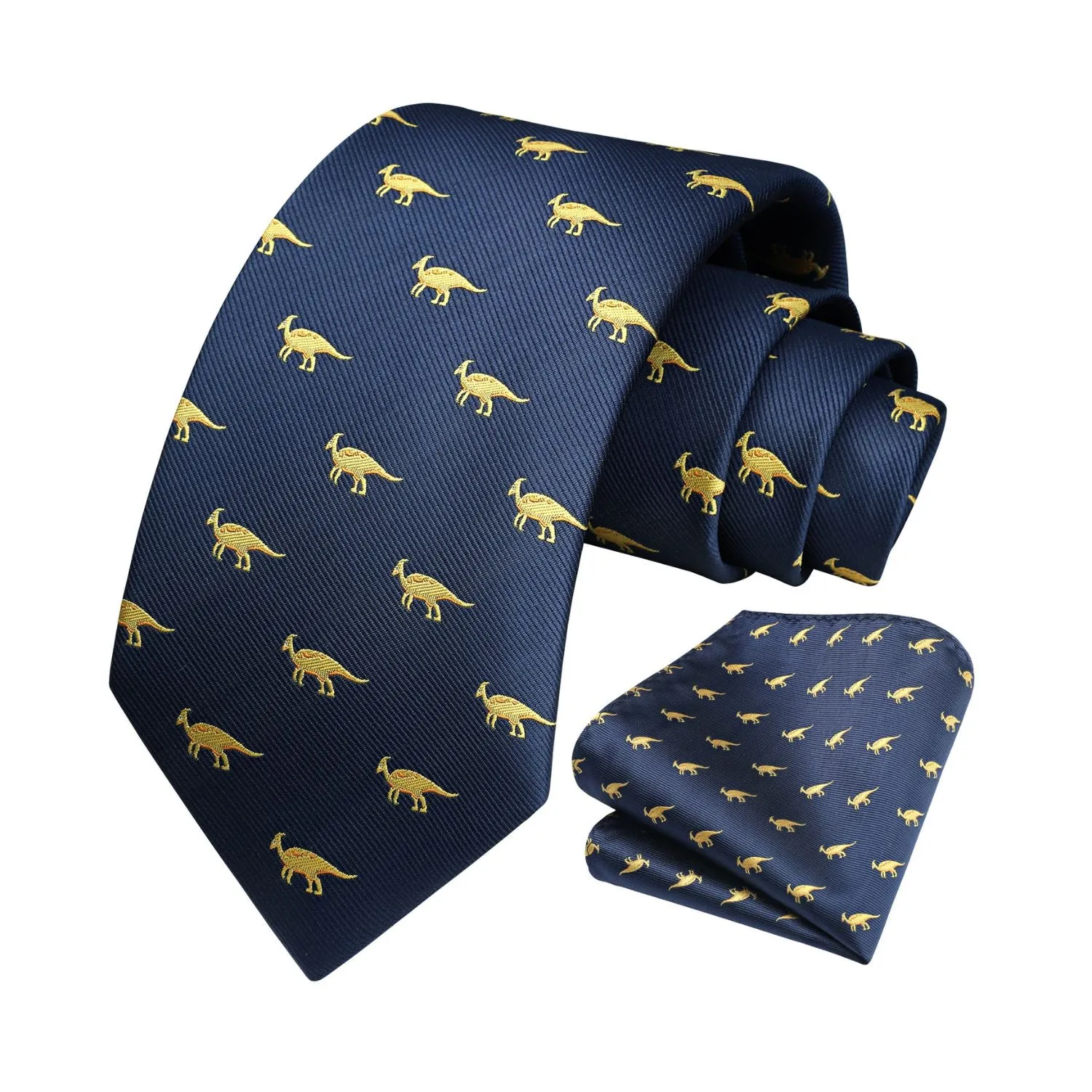 Dinosaur Tie Handkerchief Set - NAVY BLUE