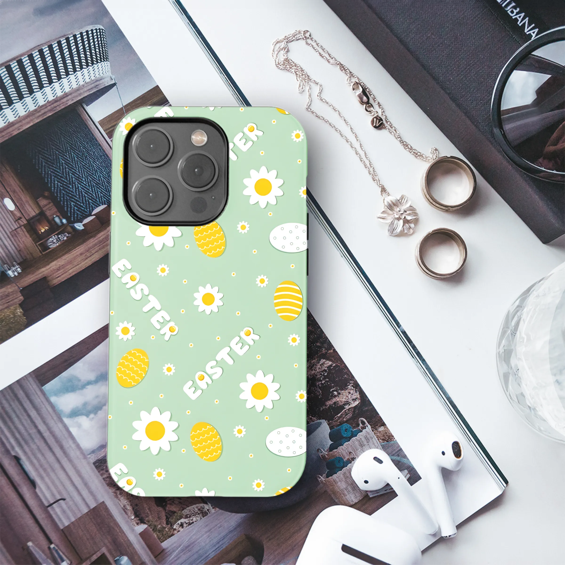 Easter Eggs and Flowers Phone Case iPhone Samsung Cover Pixel 3918