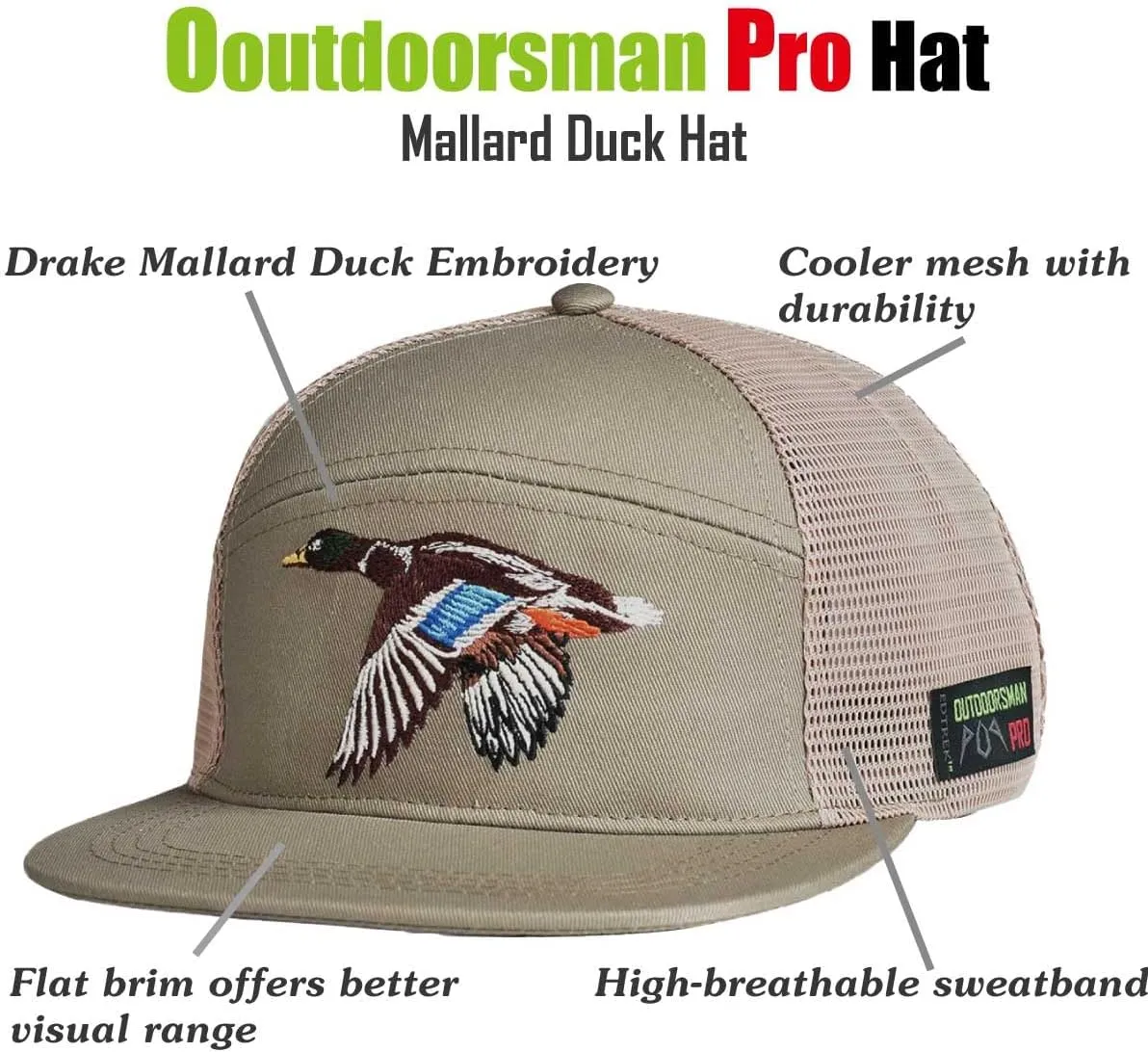 EDTREK Outdoorsman Pro 7-Panel Flat Brim Snapback Hat