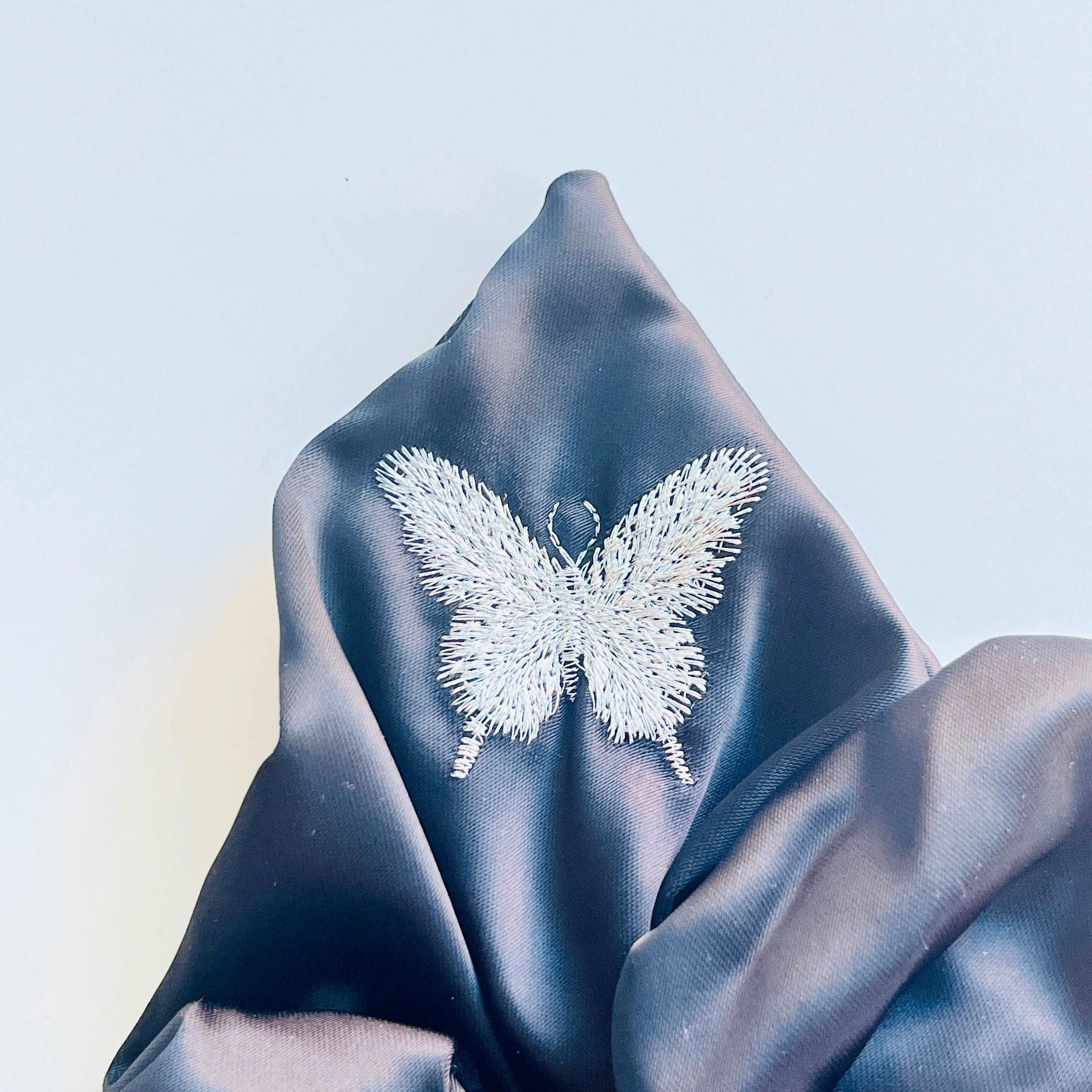 Embroidered Butterfly Square Scrunchie