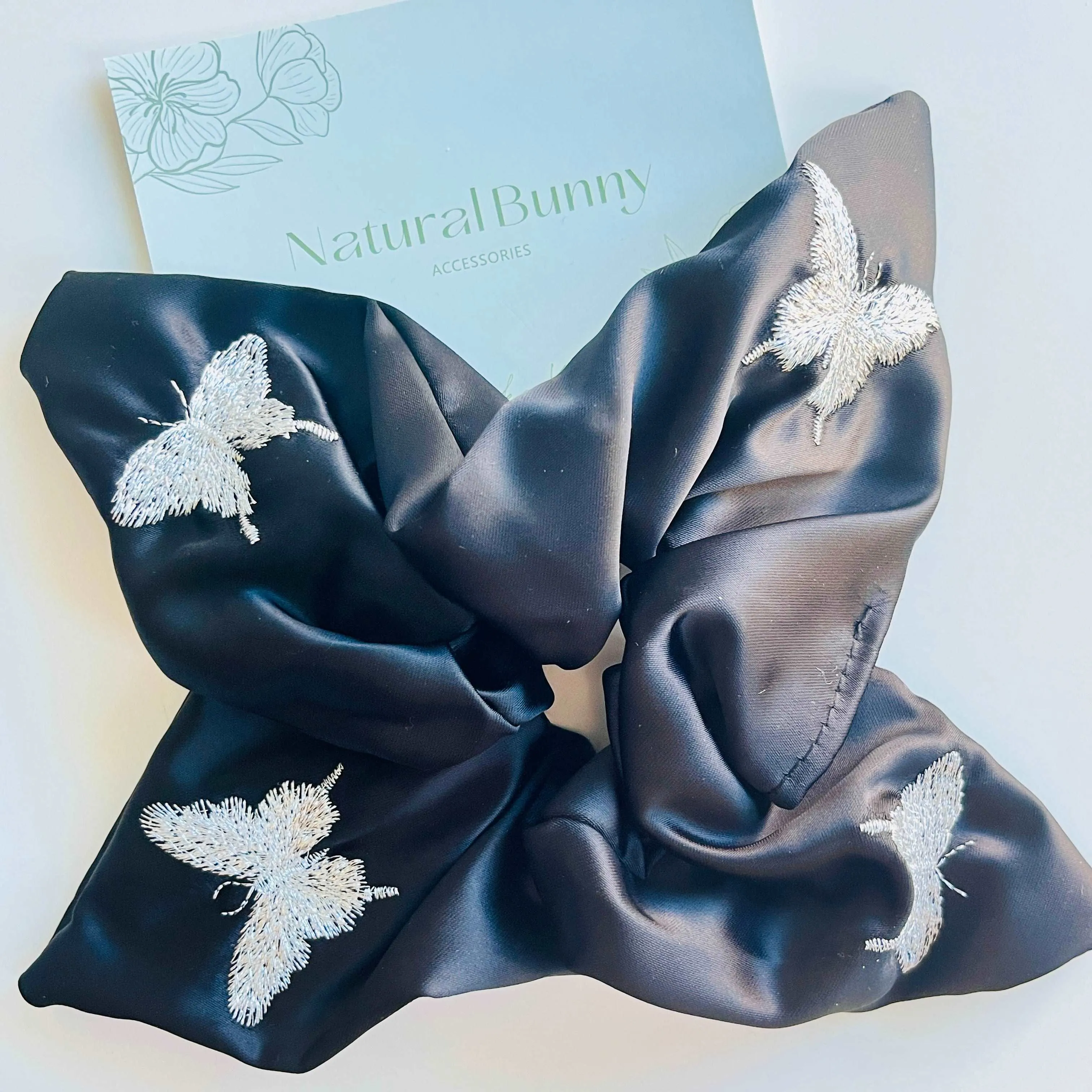 Embroidered Butterfly Square Scrunchie