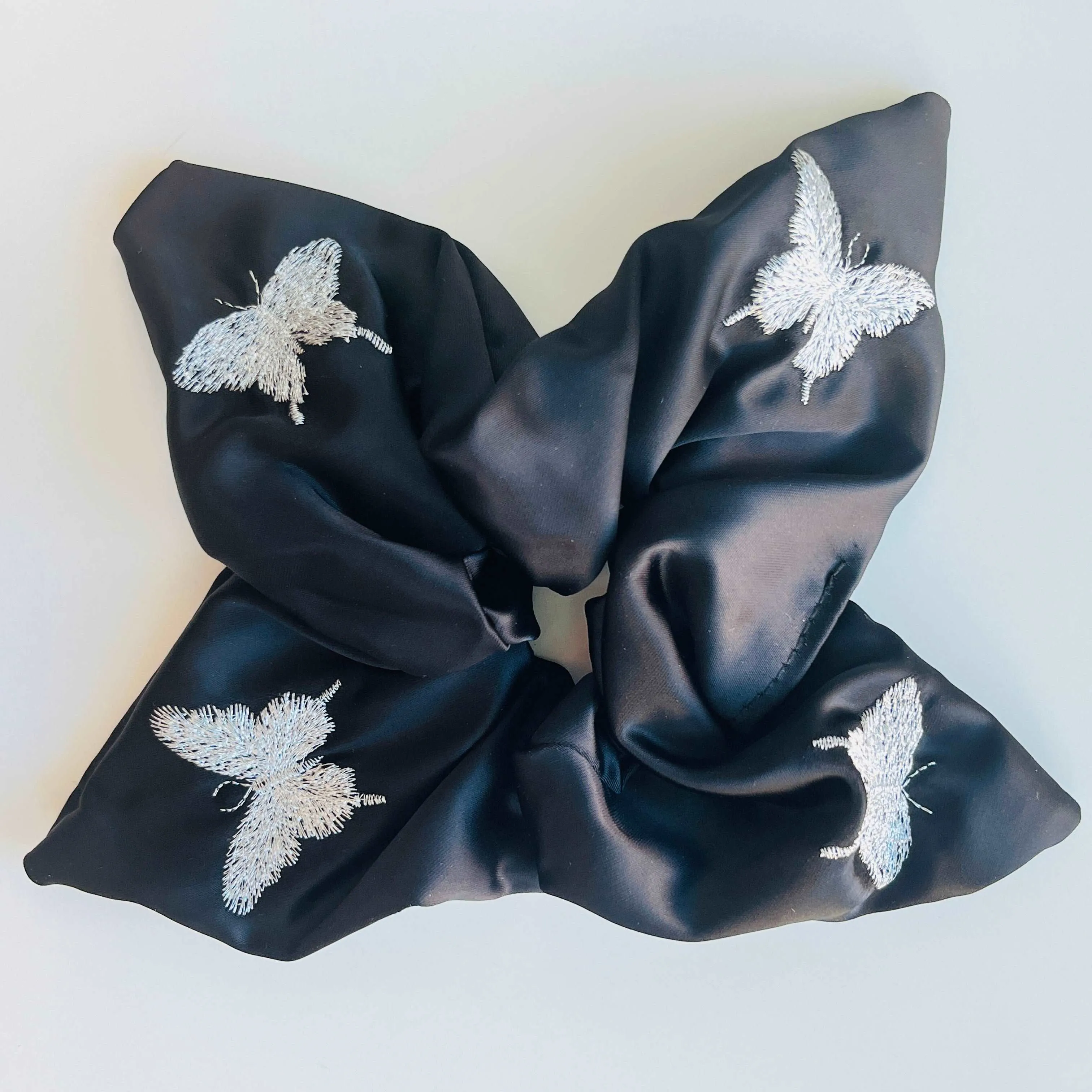 Embroidered Butterfly Square Scrunchie