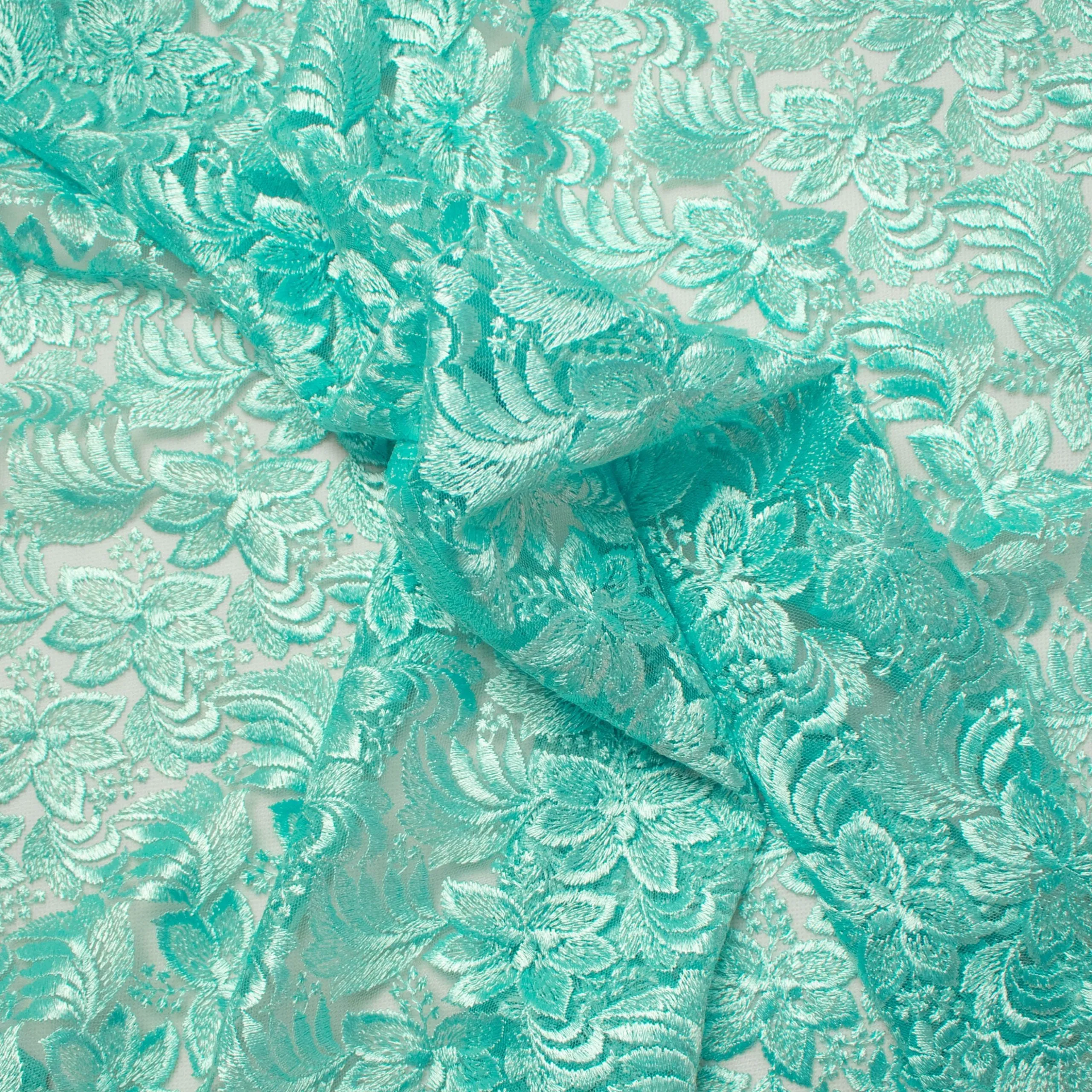 Embroidered Lace BF-61200 Aqua