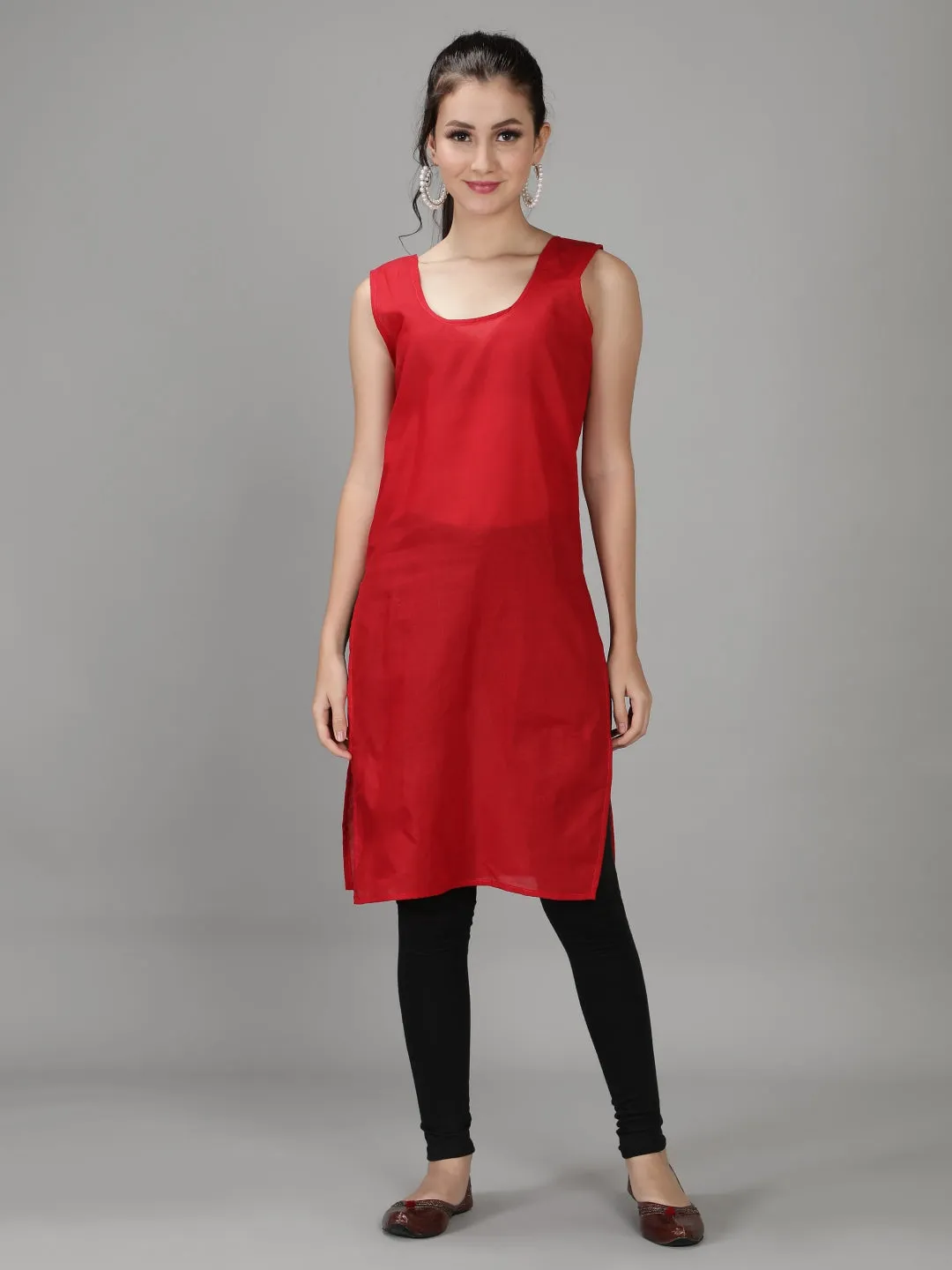 Embroidered Red Lucknowi Chikan Kurti