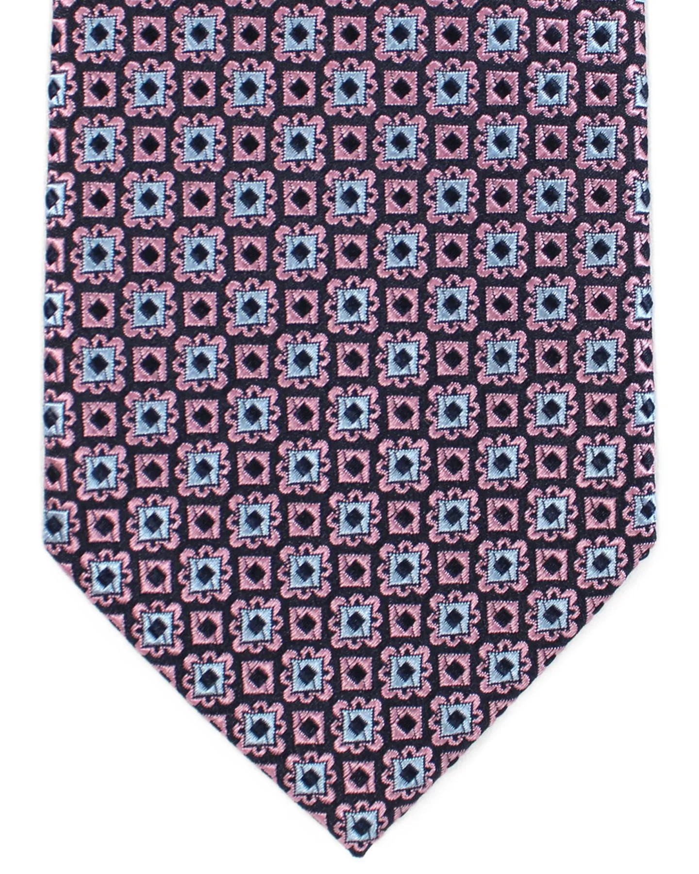 Ermenegildo Zegna Tie Pink Blue Geometric Narrow Cut