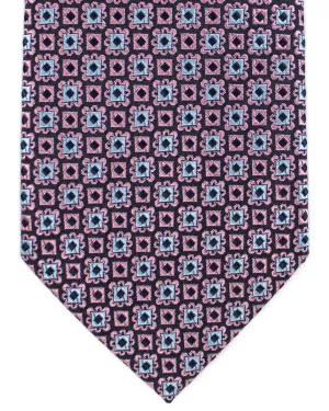 Ermenegildo Zegna Tie Pink Blue Geometric Narrow Cut