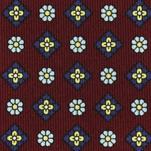 Floral Printed Bespoke Silk Tie - Burgundy