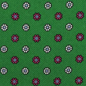 Floral Printed Silk Bespoke Tie - Green