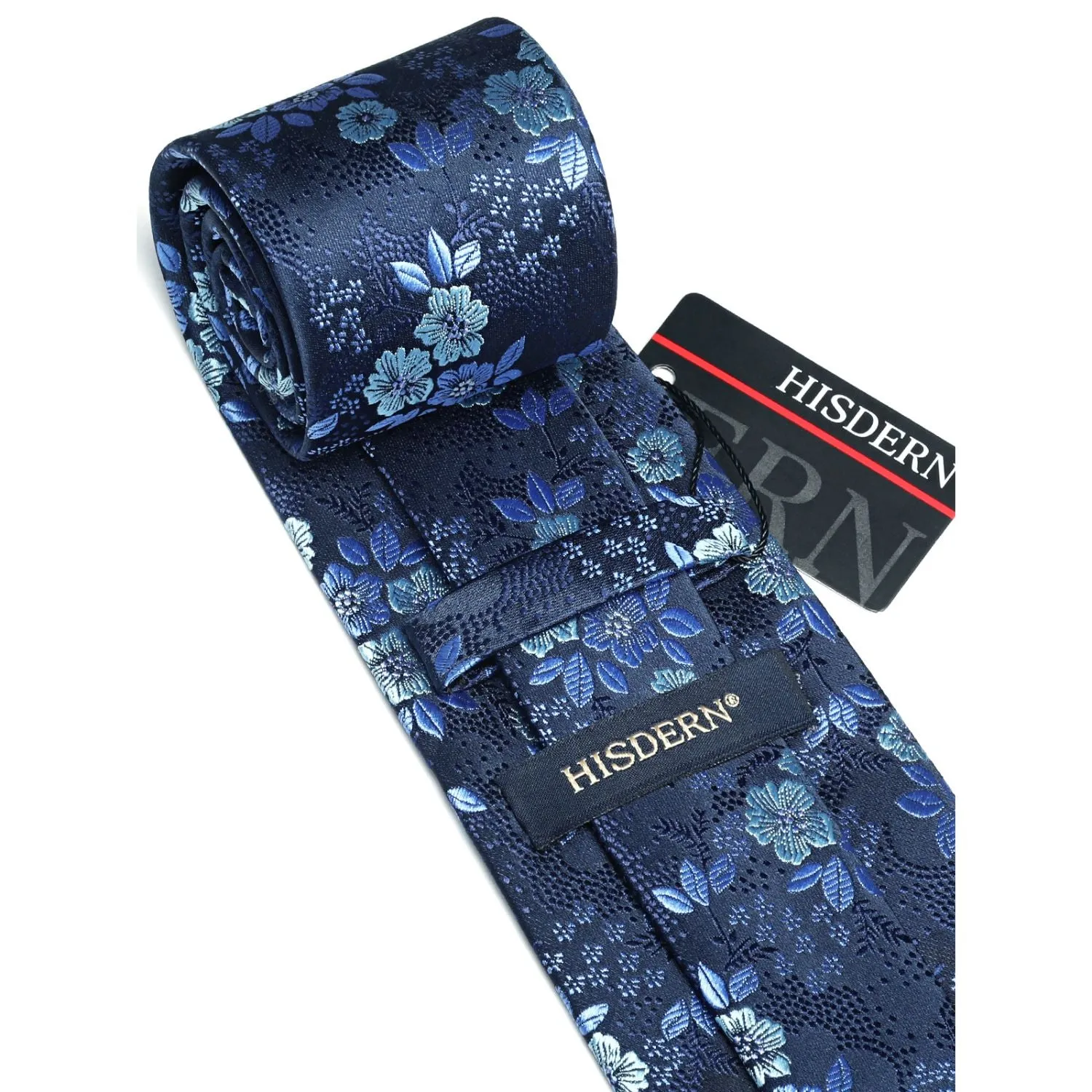 Floral Tie Handkerchief Set - 01 BLUE