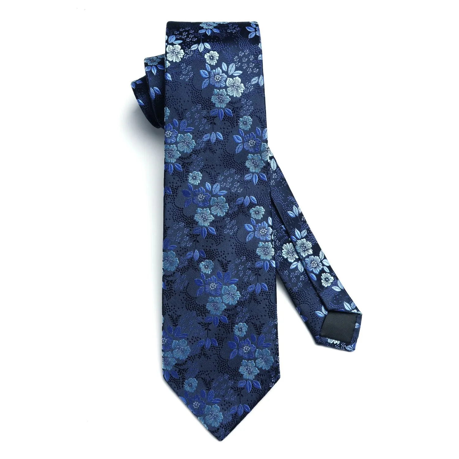 Floral Tie Handkerchief Set - 01 BLUE