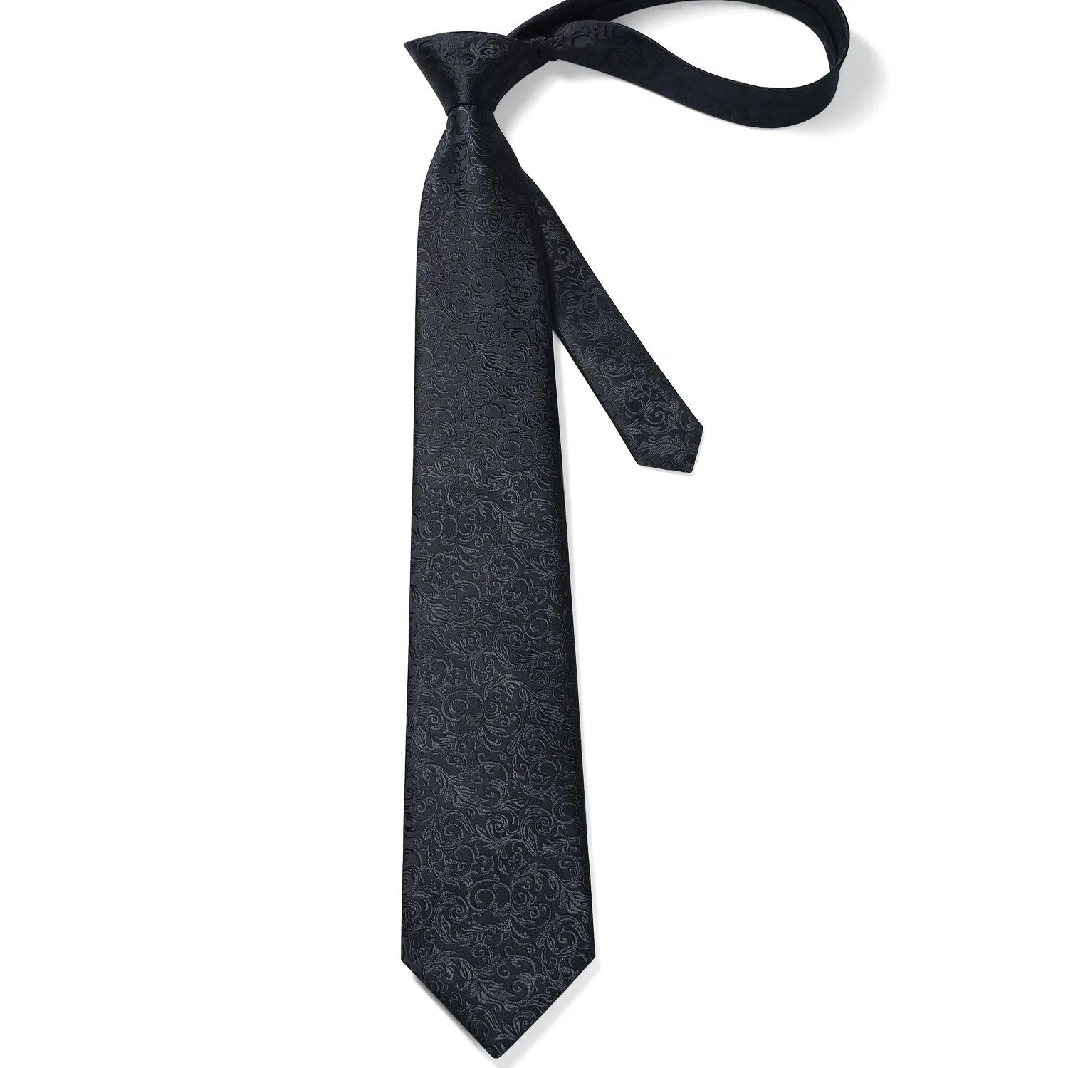 Floral Tie Handkerchief Set - A26-BLACK