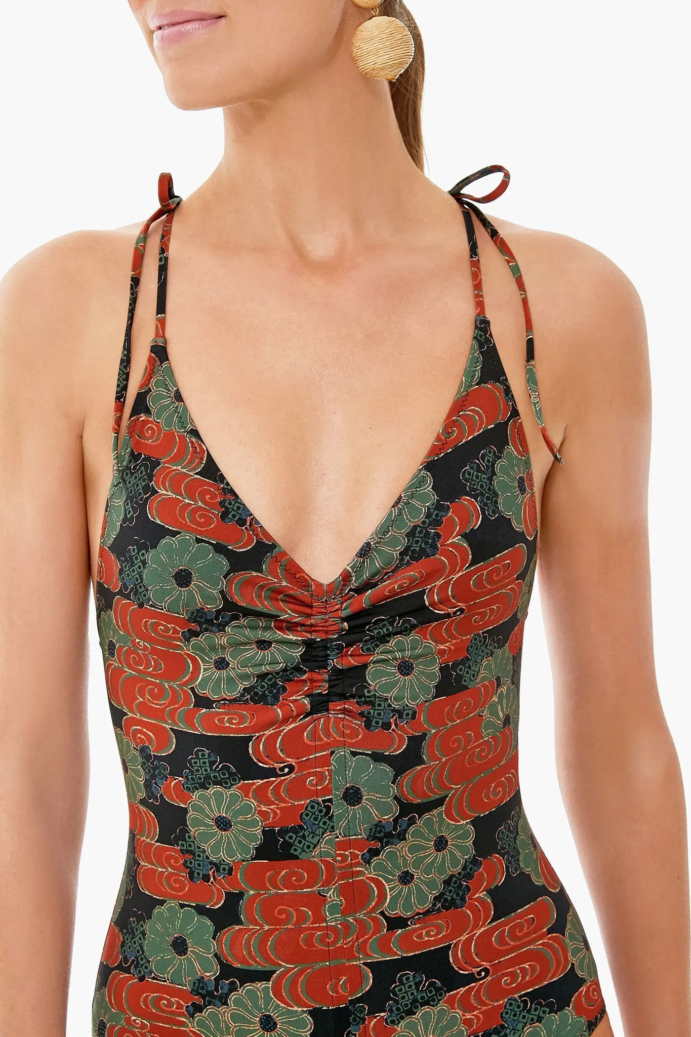 Forest Cloud Floral Printed Dali Maillot
