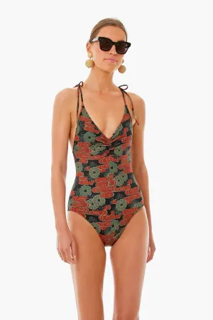 Forest Cloud Floral Printed Dali Maillot