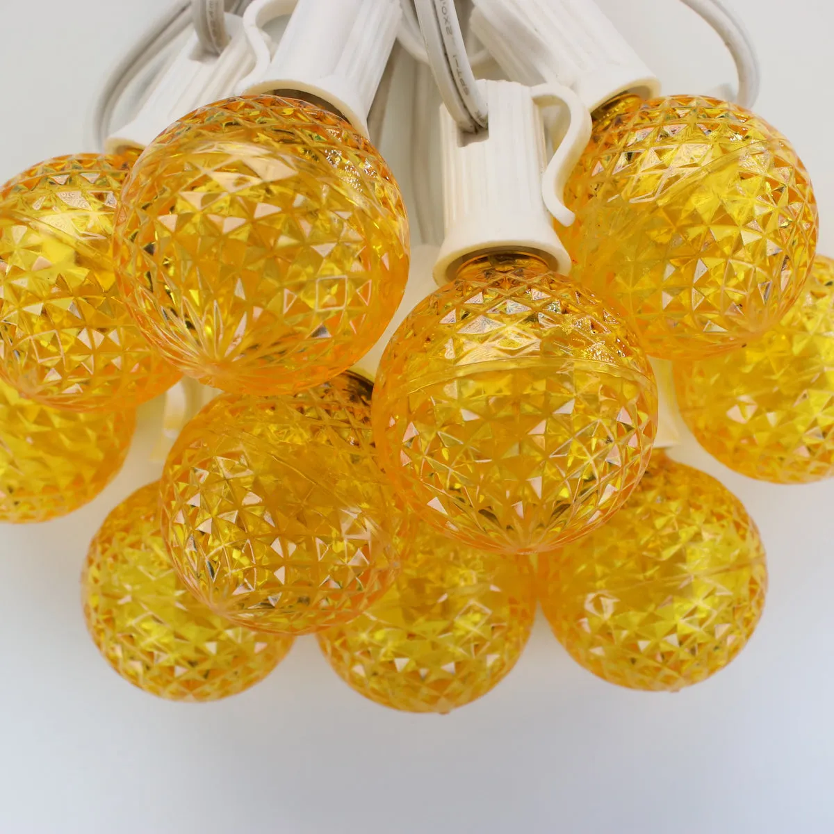 G40 Yellow LED Bulbs E12 Bases (25 Pack)