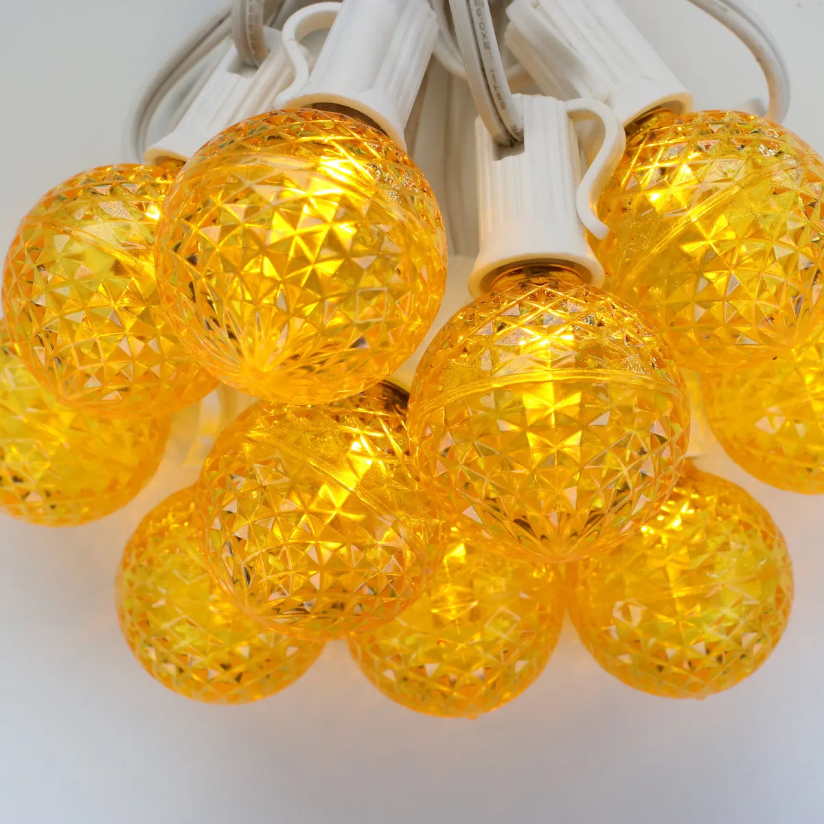 G40 Yellow LED Bulbs E12 Bases (25 Pack)