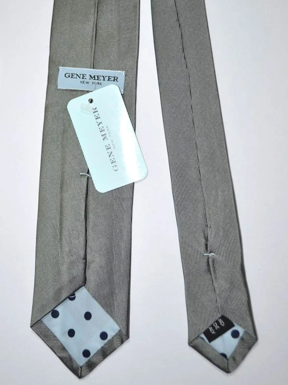 Gene Meyer Silk Tie Gray Dots Squares FINAL SALE