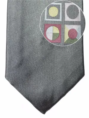 Gene Meyer Silk Tie Gray Dots Squares FINAL SALE