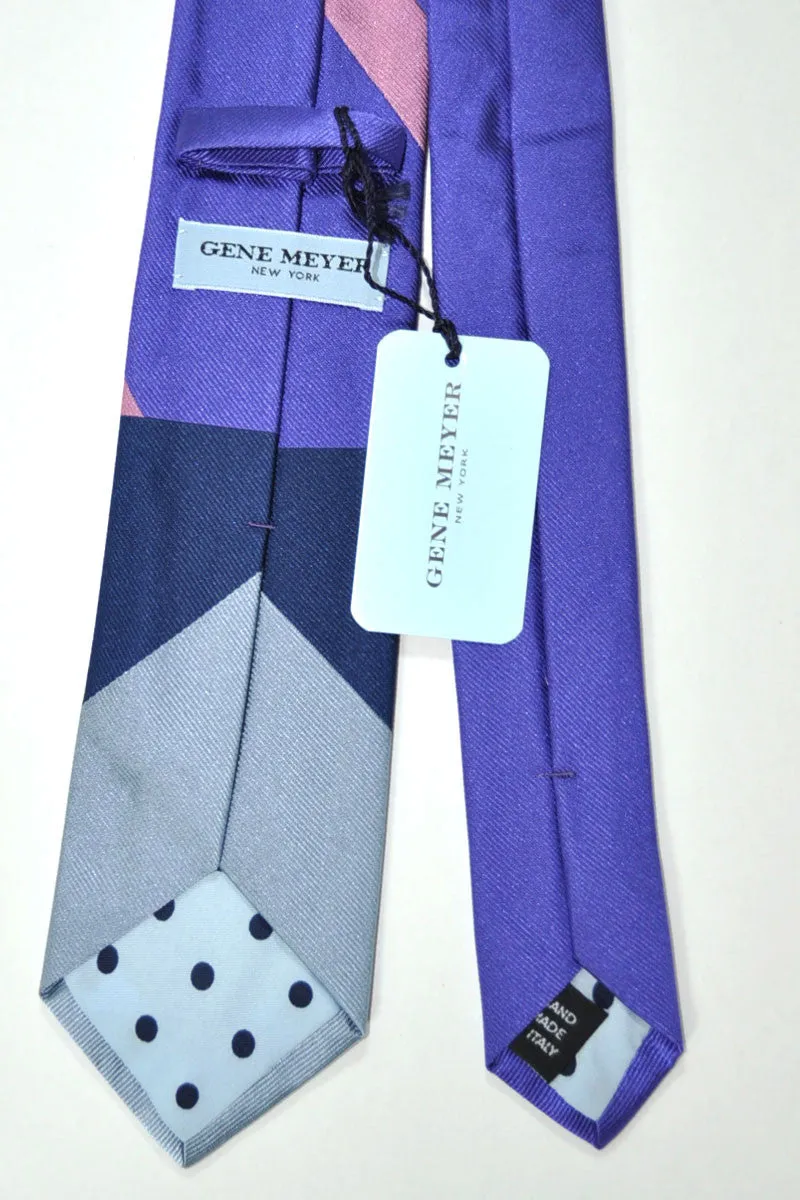 Gene Meyer Tie Navy Gray Purple Pink Design